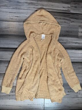 NWOT  Hooded Open-Front Cardigan in Tan